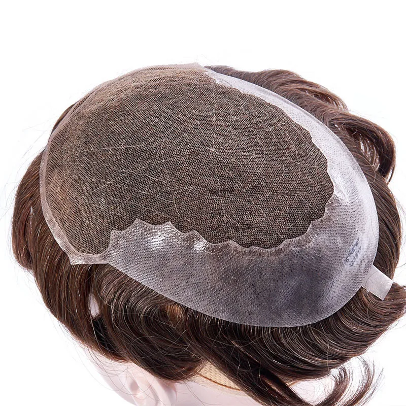 Hot Sale Q6 Base Men Wigs Hair Extension HD Transparent Swiss Lace And PU Front Human Hair Toupee