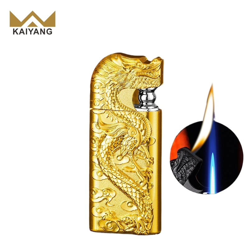 Dual Flame Refillable Torch to Soft Flame Lighter, Metal Butane Gas Lighter for Cigarettes and Cigars