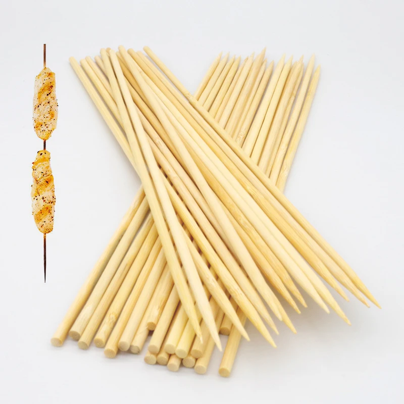Оптовая продажа, круглые толстые Деревянные Шпажки для мяса для барбекю