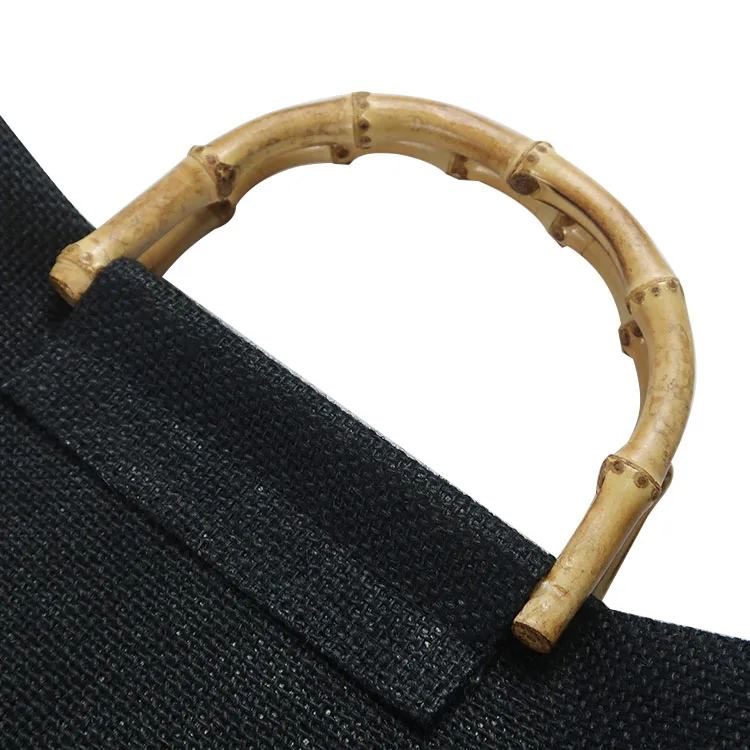 Manufacturer cheap promotional price custom logo printed shopping tote black jute bag