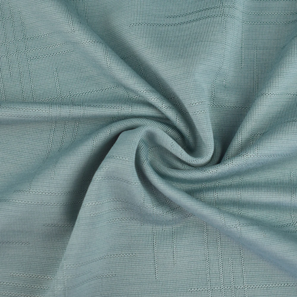Good quality nylon polyester Cationic stretch single jacquard knitted fabric spandex for T-shirt 170gsm