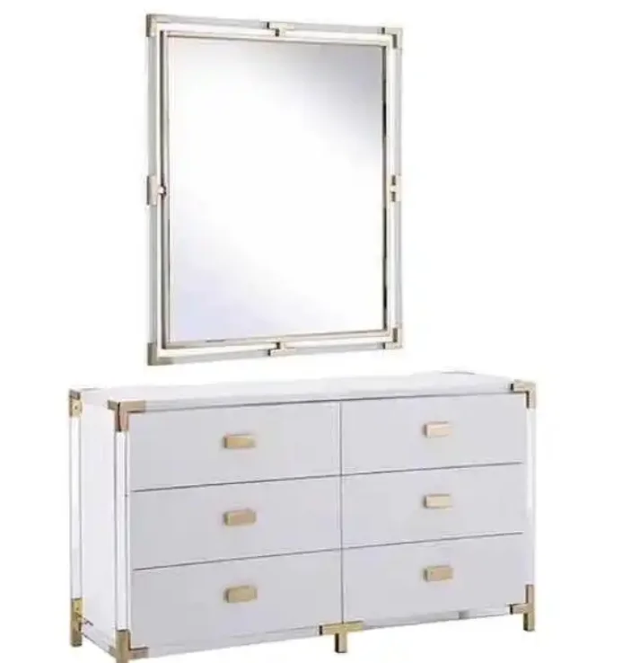 Morden Style Acrylic with gold stainless steel  leg Dresser Acrylic 6 Drawers Storage Cabinet With Drawer