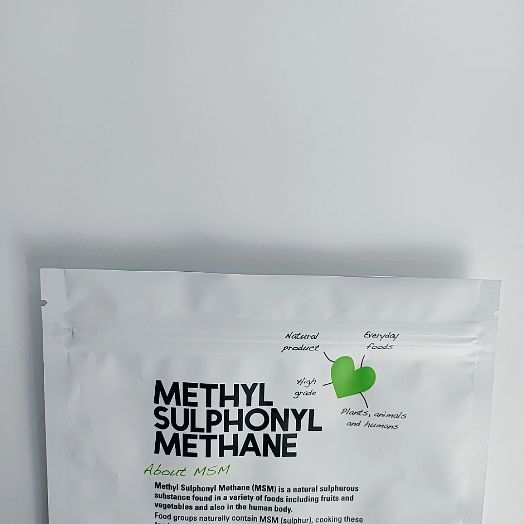 Matte Metallic Foil Moisture-proof  Window Stand up Easy tear zipper Glucosamine/MSM Powders Bag