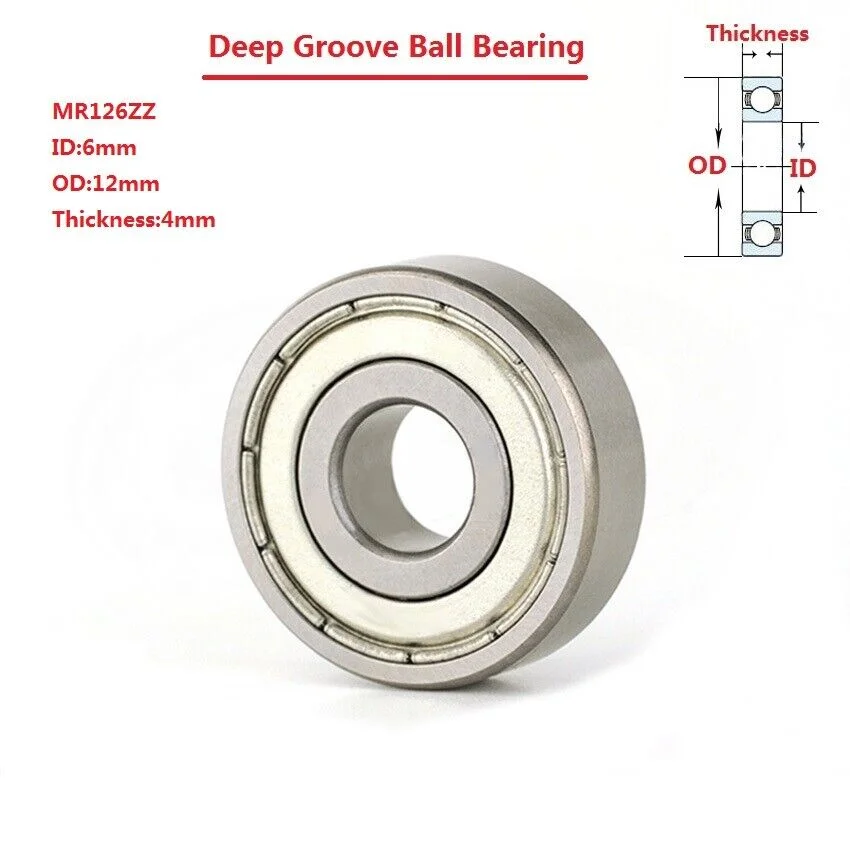 Mr126 Bearing Super Precision Low Noise Deep Groove Ball Bearing for Cars/Bike Parts Size 6*12*4mm