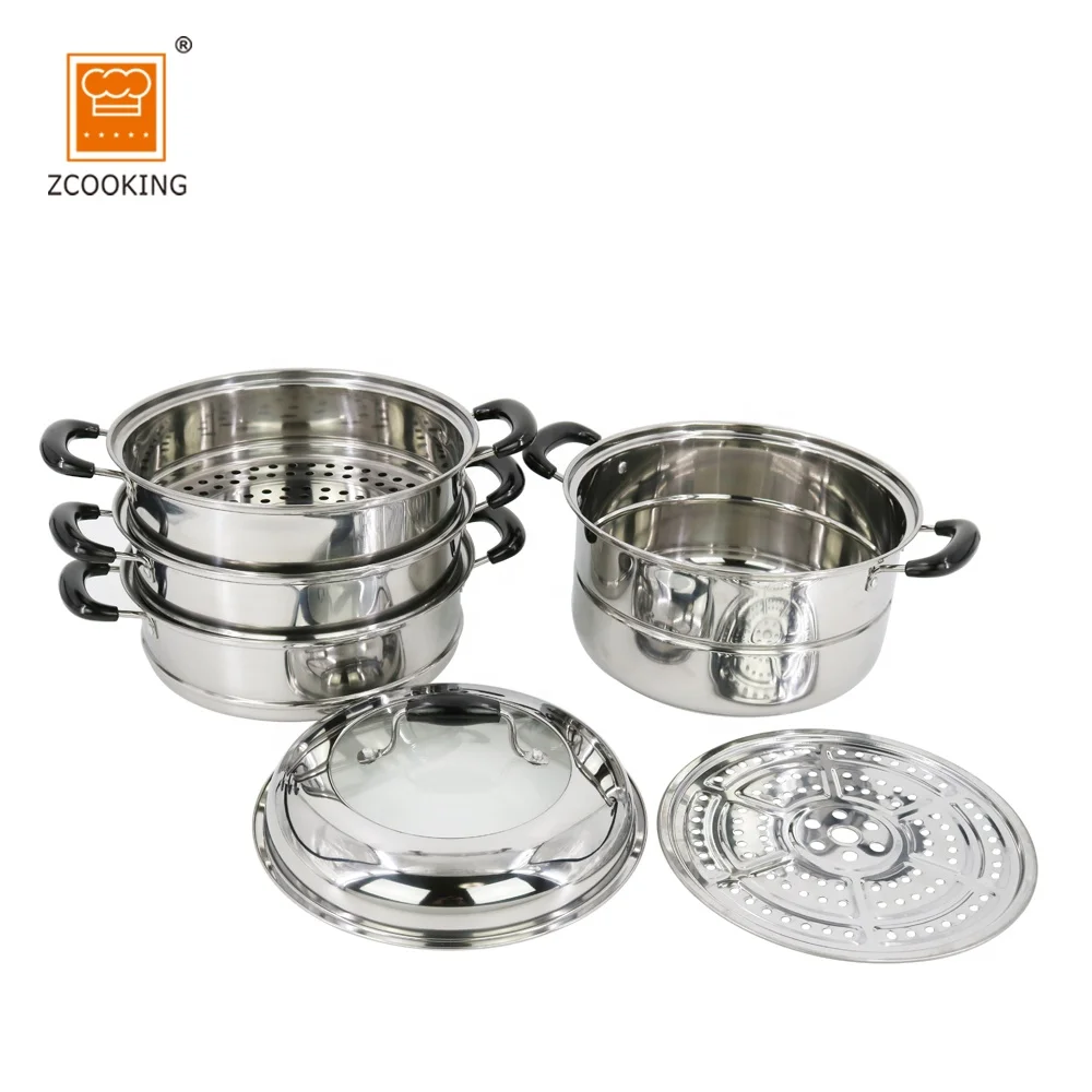 30cm 4Layer Dumpling Steamer Stainless Steel For Dumpling With Visual Lid