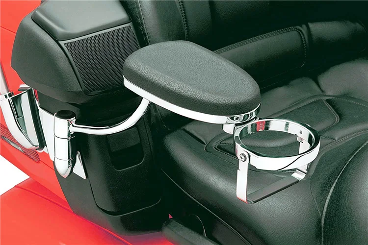 Swing-Out Padded Passenger Armrests with Drink Cup Holder for 2001-17 Honda Gold Wing GL1800 Motorcycles