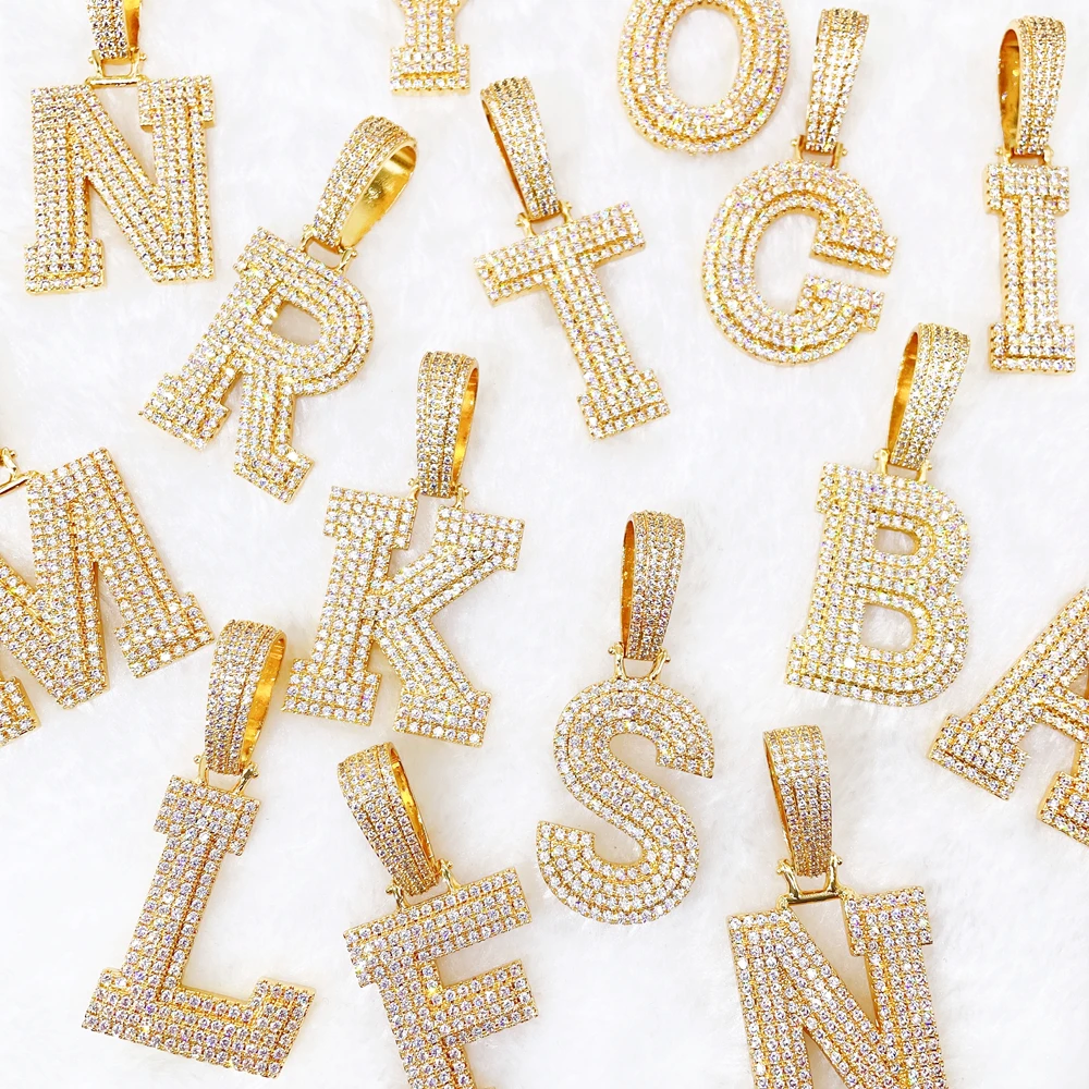 hip hop jewelry buss down pendant s925 with vvs moissanite custom alphabet letter pendant diamond alphabets pendant