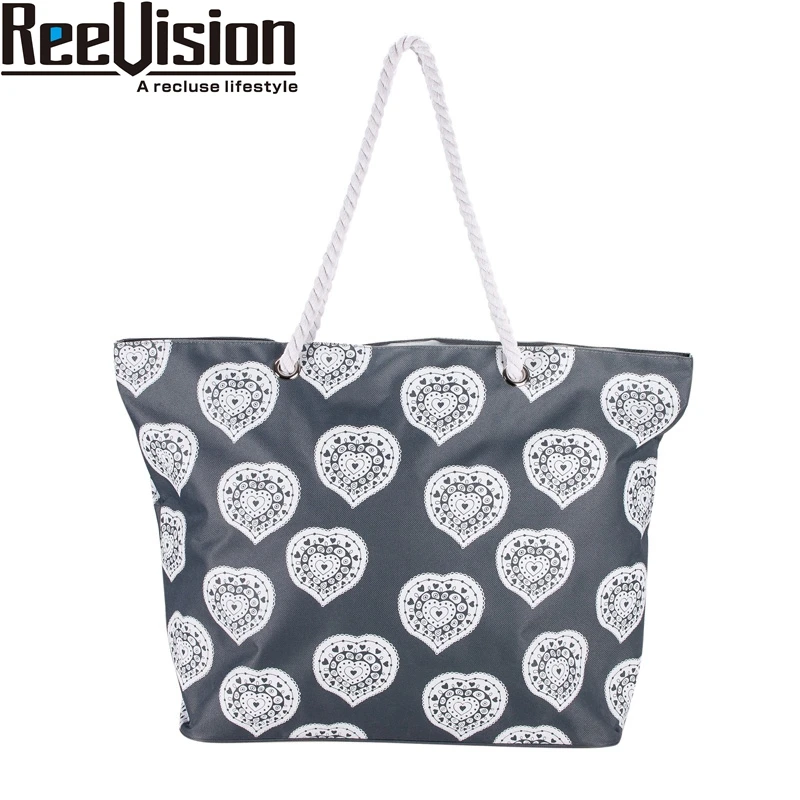 Fashion Beach Tote Bag Shoulder shopping bag with Cotton Rope handle