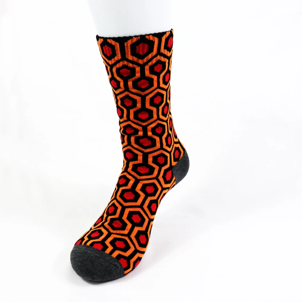 classic  horror the shining overlook hotel carpet retro hexagon pattern horror movie spooky scary Halloween gift socks