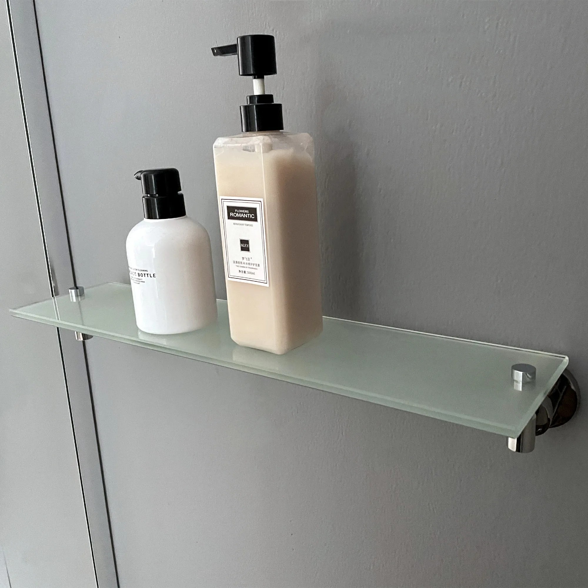 Wall Mount Stainless Steel Single Tier Glass Bathroom Shelf Glass Shower Shelf Bath Shelf