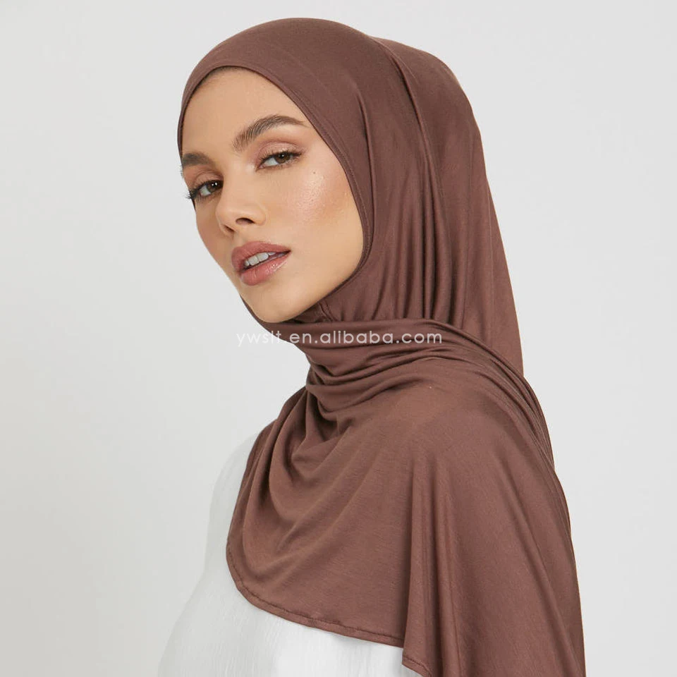 Shaurt Wholesale High-quality Solid Cotton Scarf Stretchy Hijab Head Wraps Women Soft Opaque Plain Muslin Jersey Shawl Hijab
