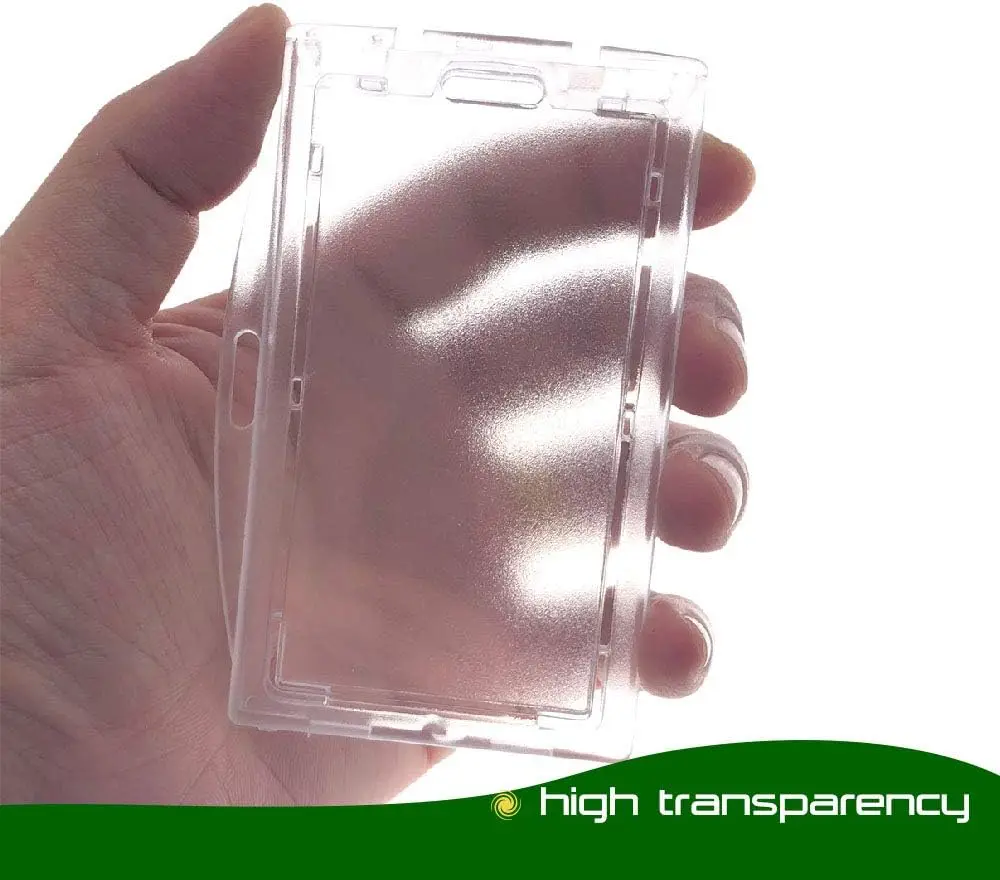 Bestom Clear Hard Plastic ID Badge Holder Horizontal and Vertical Dual-Use ID Card Holder with Lock 1840-6610