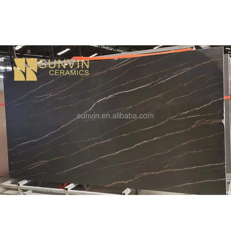 Green And Gold Marble Slab Gold 1600*3200Mm Porcelain Polish Glazed Slab Sinso Sintered Stone