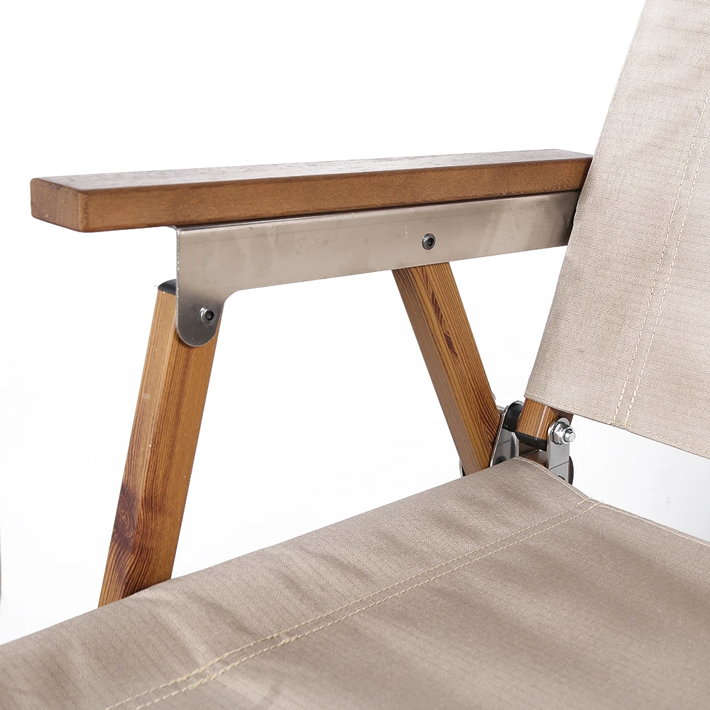 Garden Wood Grain Aluminum Alloy Portable Chair Outdoor Folding Chair