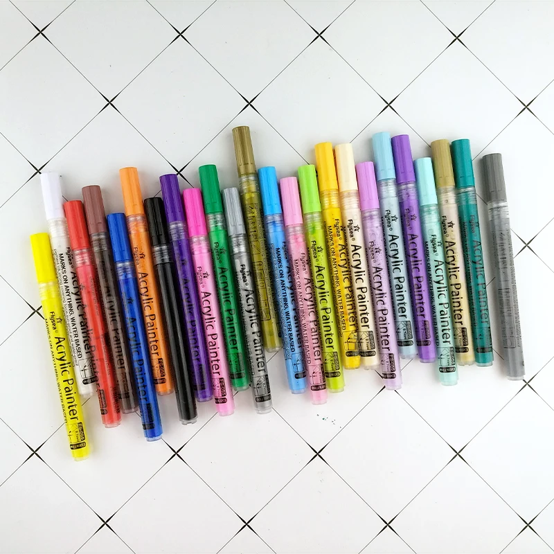 
24 Permanent Colours 0.7MM Extra Fine Japanese Tip Sun-proof acrylic paint marker xingmao 