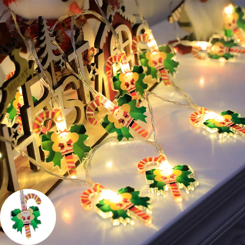 10ft 20 LED Christmas Tree String Light Outdoor Santa Claus Snowman Battery Operated Christmas Lights for Room Party Xmas Decor