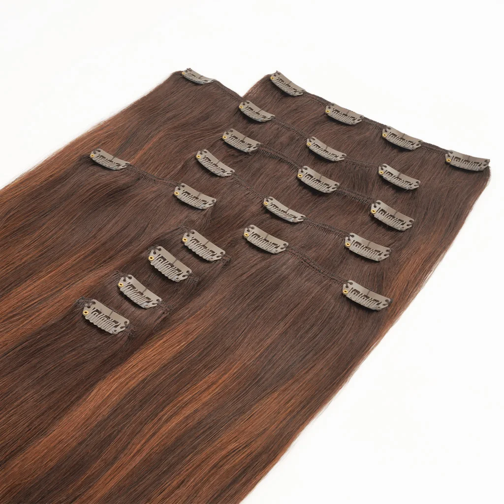 Заколка для наращивания волос, двойная заколка для наращивания волос, 100% выровненные кутикулы