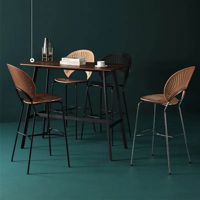 Ekintop High Quality Modern sillas de bar Wood Bar Chair Luxury Metal Kitchen Club Bar Chairs