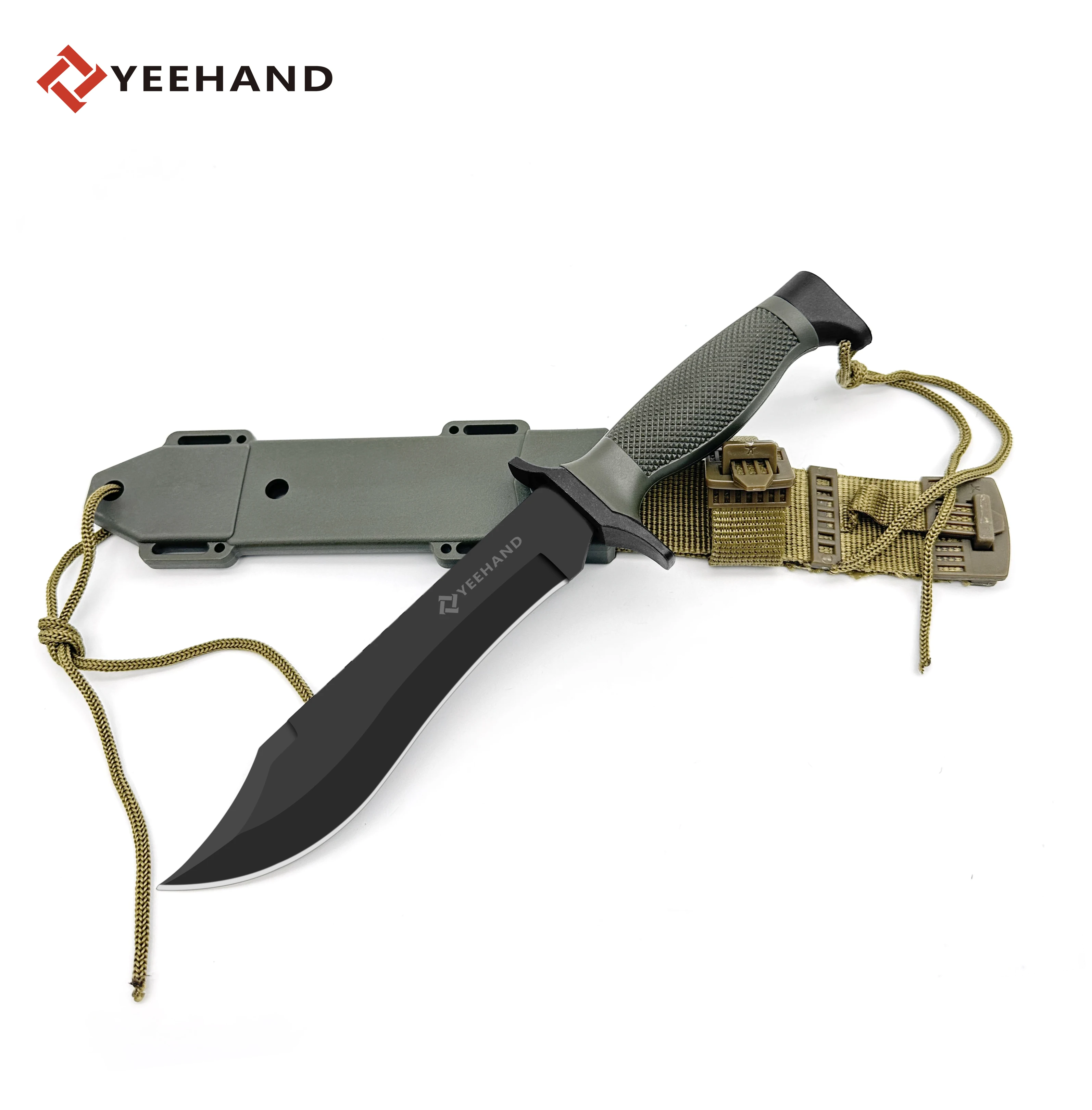 Hot sale oem survival fixed blade knives green handle self defence knife hunting knife fixed blade