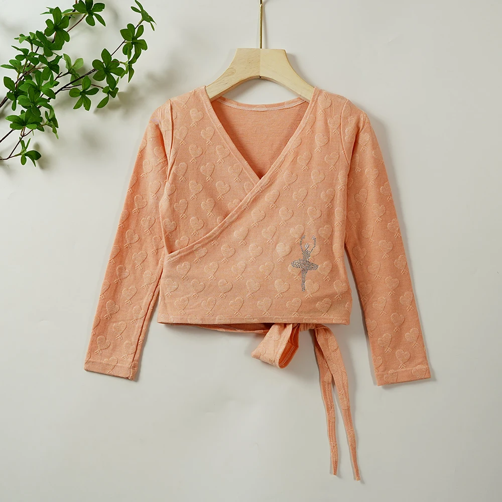 Hot selling wholesales popular cute jacquard yellow dance ballet wrap sweater