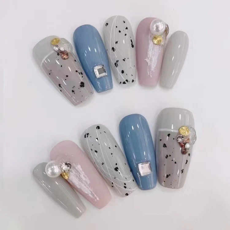 Custom Size Press On Nails Packaging Box Luxury Acrylic Nails 100% Hand Made Press On Nails