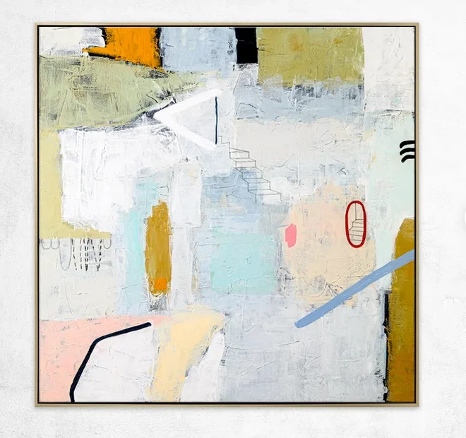 Custom Made Large Framed High Quality Abstract Wall Art Modern Minimalist Acrylic Painting for Home Living Room Decor