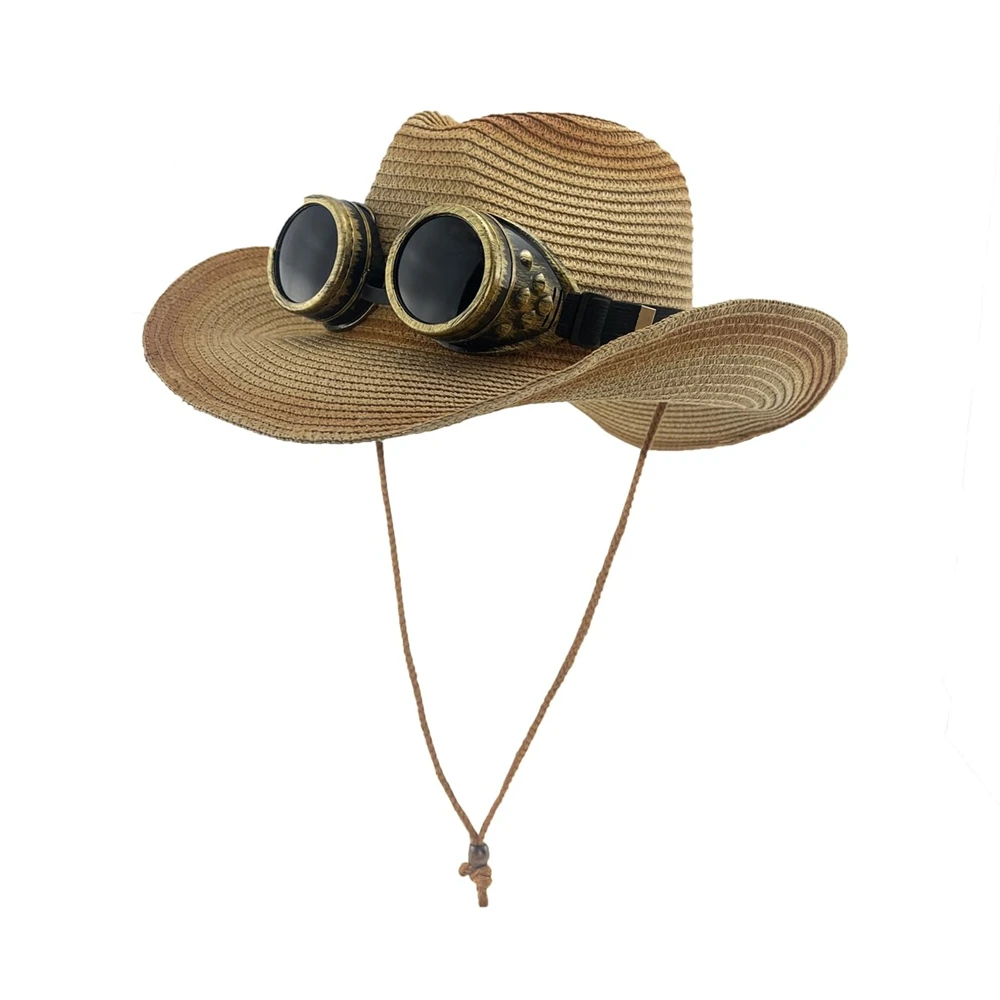 Women Straw Cowboy Hats Sparkly Western Cowgirl Hat For Holiday Foldable Vacation Beach Sun Hat With Wide Brim For Summer