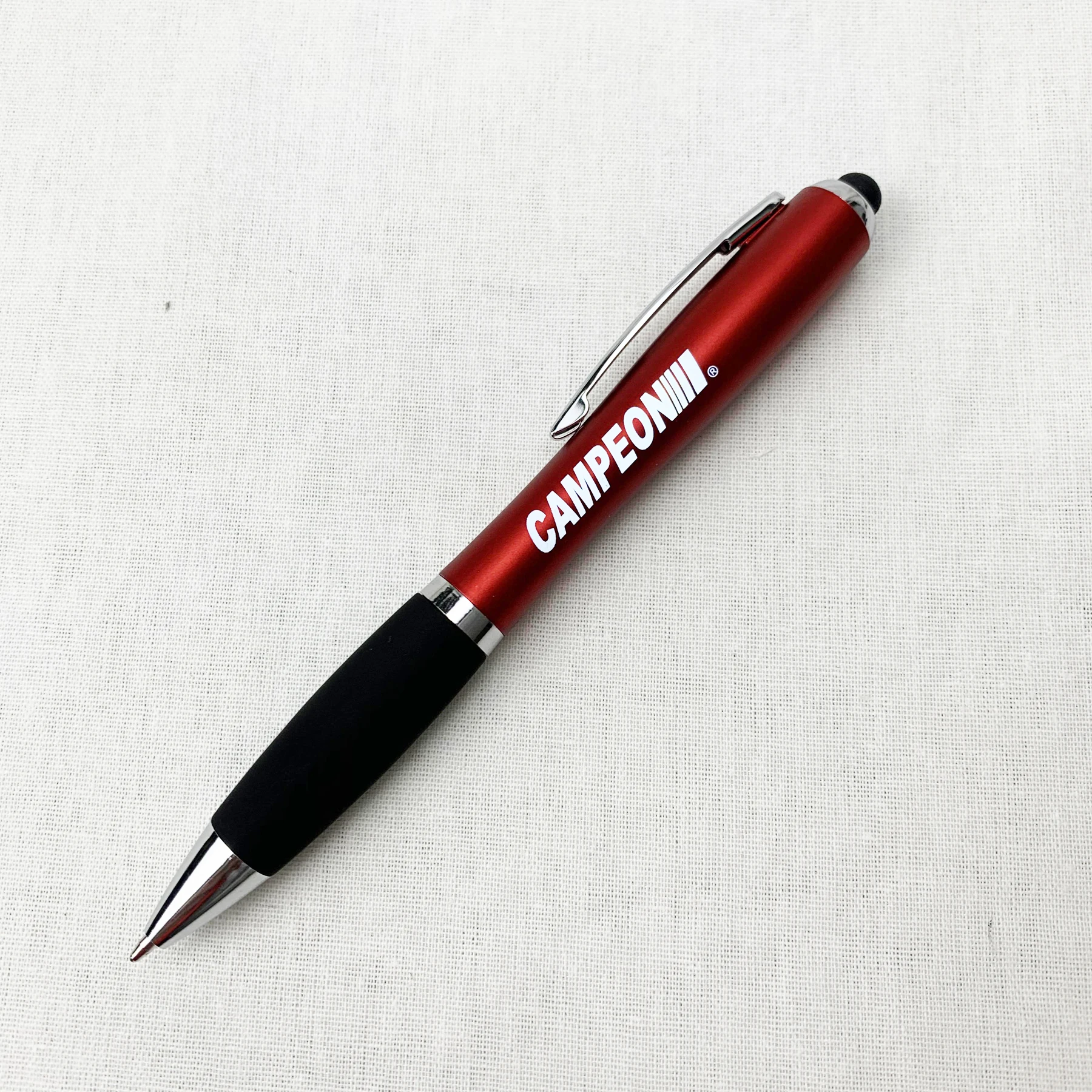 
T2505 factory low MOQ Laser engraved light-up Pens with stylus touch end for promotion or office giveaway 