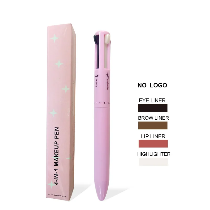 Custom Wholesale Private Label Eye Lip Liner Highlighter Penna Trucco 4 In 1 Eye Liner Lip Liner Touch Up Makeup Pen