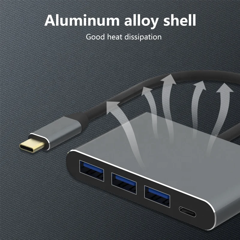 
4-Port USB-C 3.0 Ultra Slim PD Data Transfer Adapter Converter USB C To USB Hub 