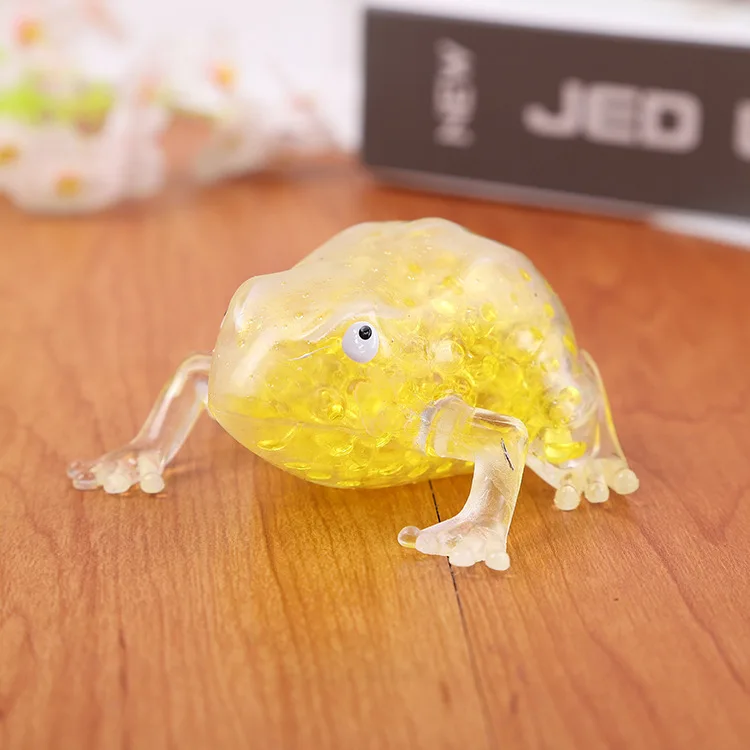 YIWU ALLSHINE  New Design Frog Shape TPR Squishy Beads Stress Release Anti Stress Ball Colorful Beads Squishy Stress Toy