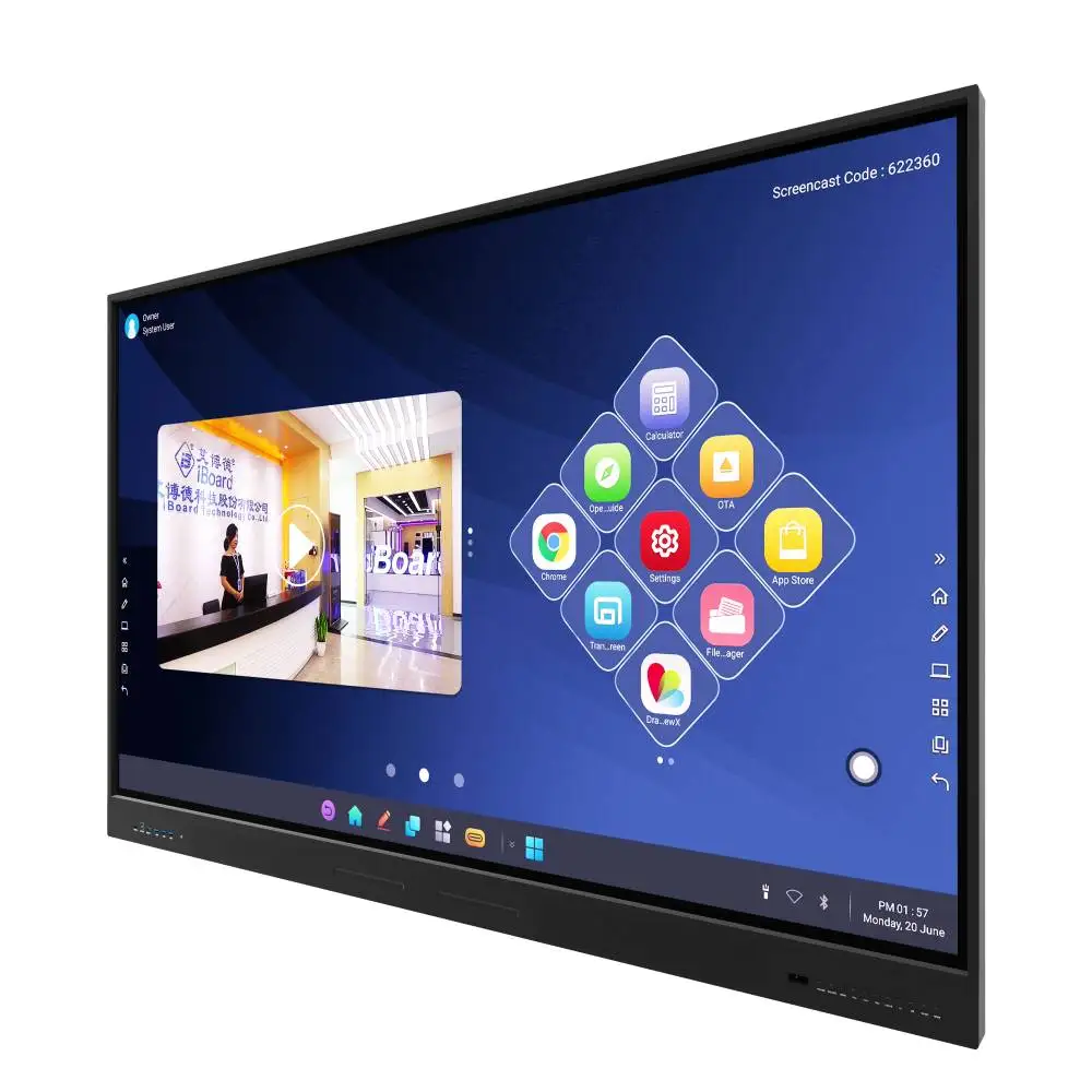 65 75 86 98 inch UHD 4K Touch Screen camera mic built in wireless share laptop pc usb type-c connection android tv  for meeting