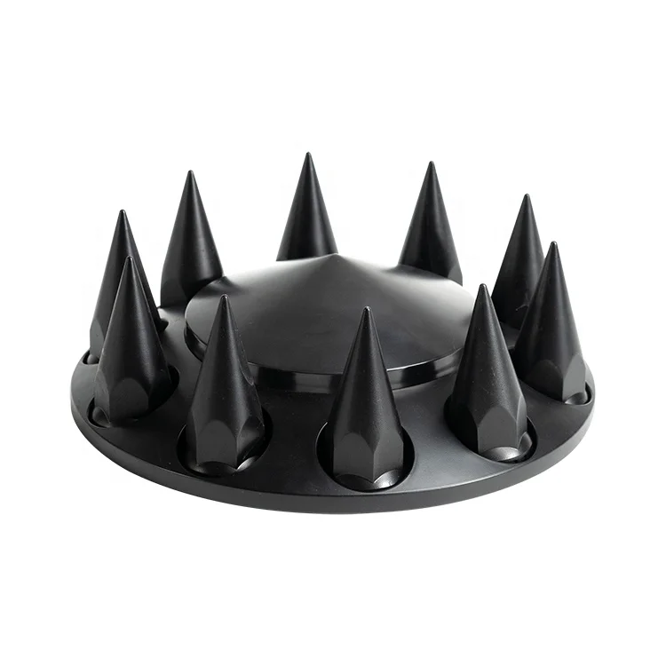 Ninetin Truxpro Black ABS Spiked Axle Covers Kit Hubcaps with 60 Pieces 33mm Thread on Lug Nut Covers for Semi Trucks