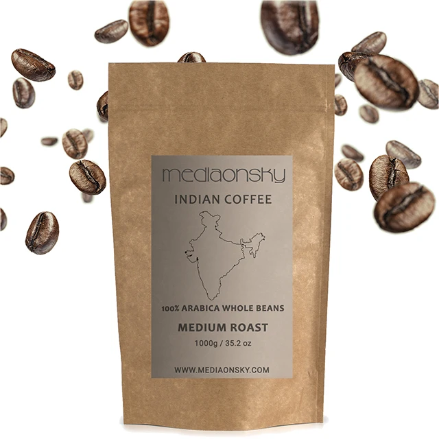 
1000g 100% Pure Coffee Beans Arabica Roasted Whole Bean Coffee - India Mediaonsky Cafe 