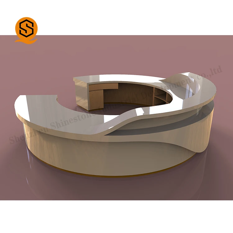 Unique Reception Desk Design Acrylic Solid Surface Fashion Round Computer Counter