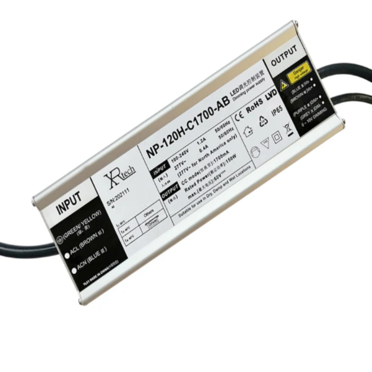 AC100~277V Input 600 Watt Universal IP67 LED Light Adapter 36V 48V AC DC Power Supply 24V LED Driver Transformer