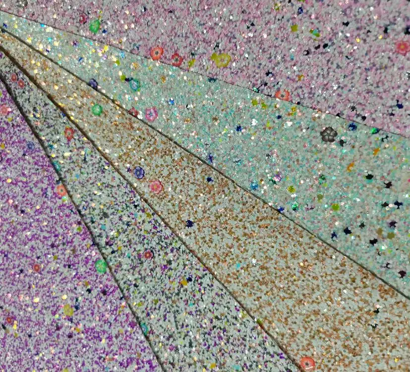 GLITTER FINO Polyester Synthetic PU Leather with Enhanced Visual Appeal Glitter Vinyl Faux Elastic Fabric for Shoes