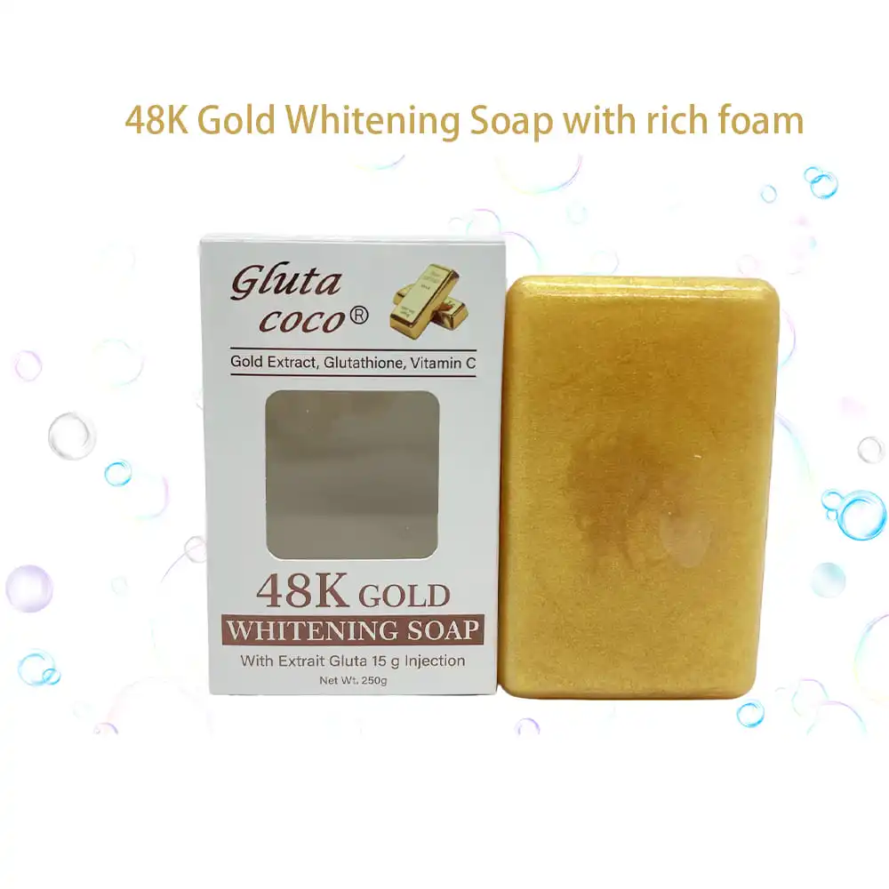 Gluta coco 48K Gold Whitening Soap with Glutathion & Vitamine C Moisturizer Remove Hyperpigmentation Natural Whitening Face Soap