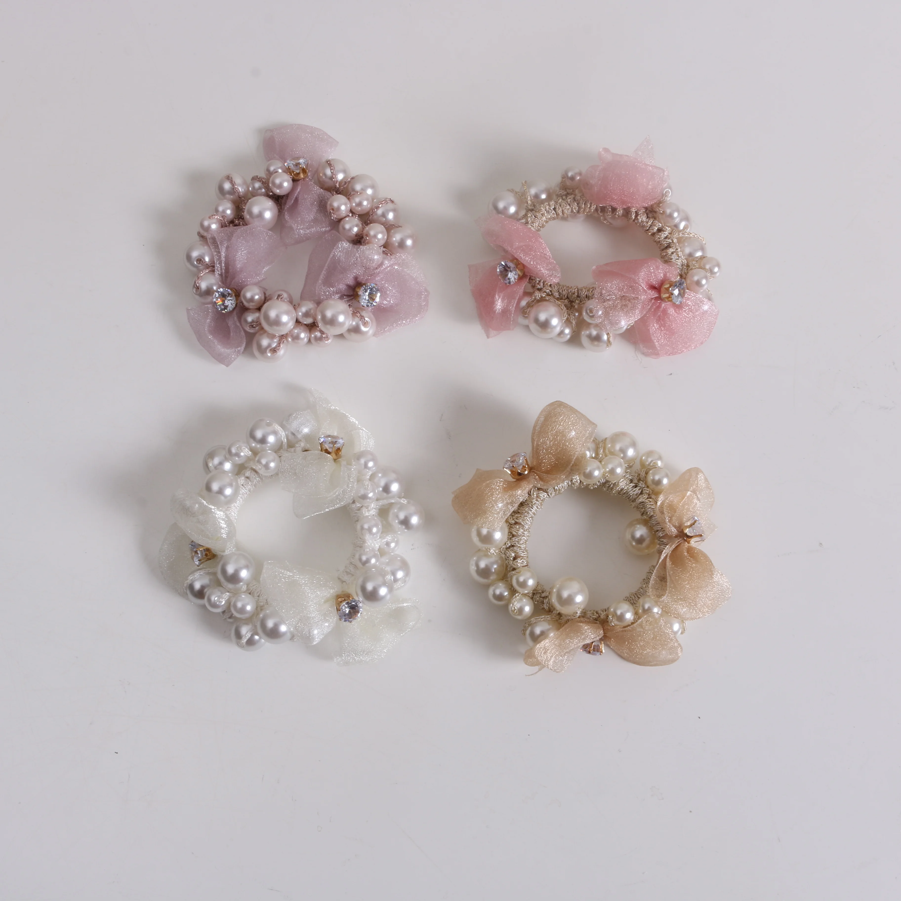 Korean fresh hair ring head rope pearl beaded flower bow plate ponytail ball hair rope female tie head pearl head rope