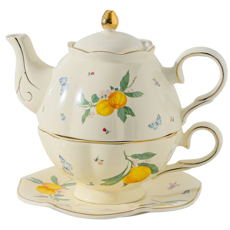 Lemon series French exquisite coffee afternoon tea home teapot set ceramic English cartoon gift box