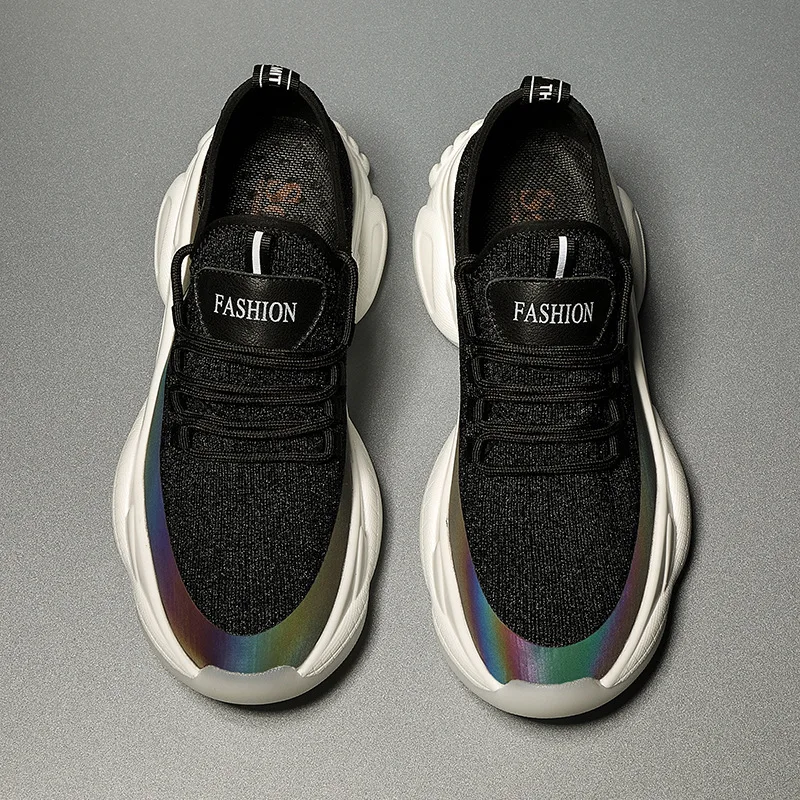 Sport Shoes Mesh Fly knit Men Casual Running Sneakers Latex insole TPU thicken outSole Wholesale Man sport trainers OEM factory