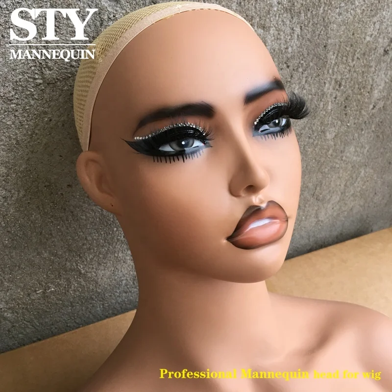 Pvc Mannequin Head With Shoulders Female For Wig Display African American Mannequin Head Female Mannequin Head And Bust