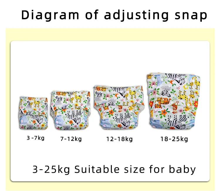 Wholesale One Size Fits All Breathable Soft Washable  AWJ Baby Cloth Diaper Reusable Print PUL Diapers/Nappies