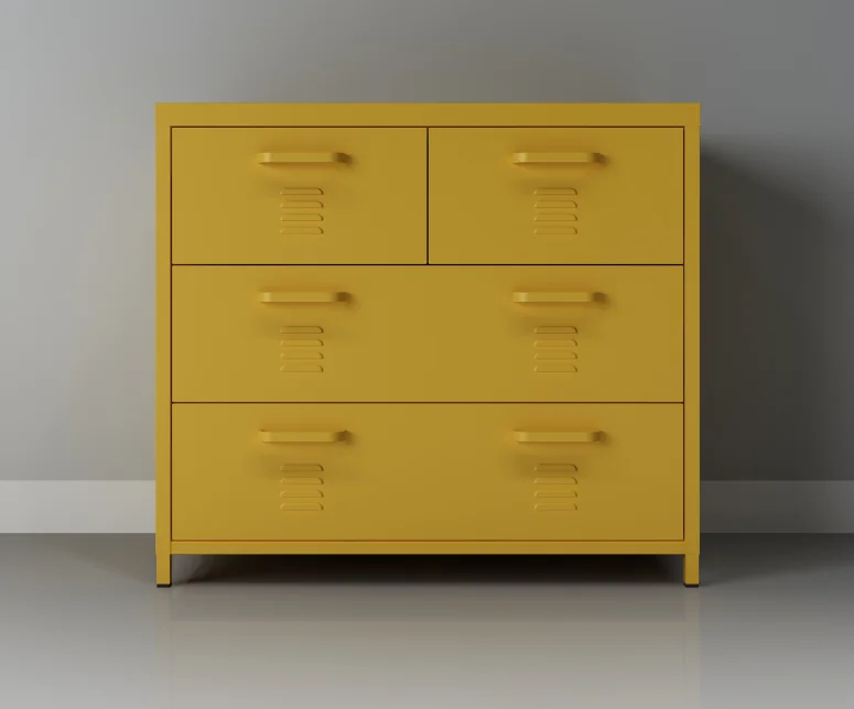 Bedroom 4 drawer steel wardrobe in european style metal cabinets new design