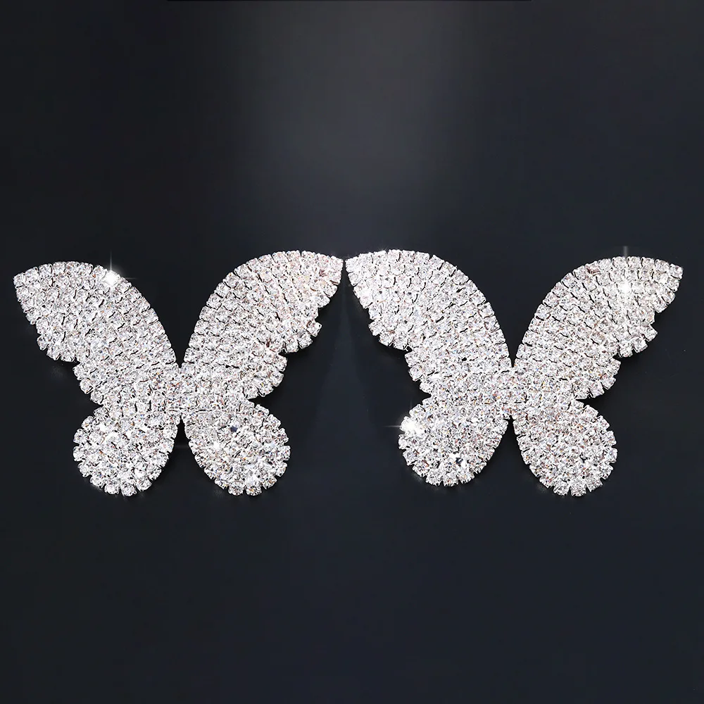 Trendy Full Rhinestone Butterfly Nipple Stickers Sexy Big Butterfly Body Chest Bra Stickers for Women Lingerie Accessories