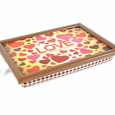 heart design soft lap tray with cushion , bean bag dinner trays lap tray Made in China