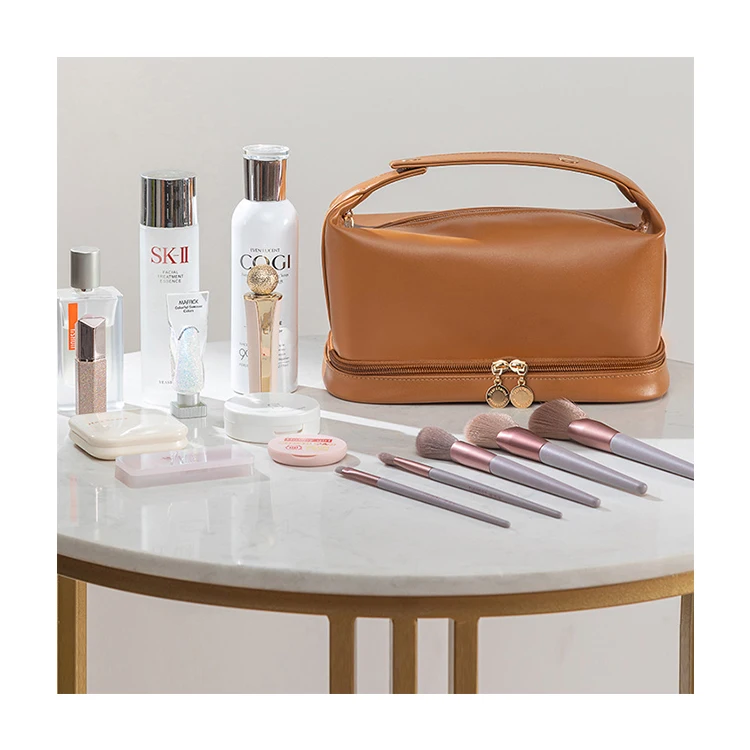 Large Capacity Soft PU Ins Style Makeup Bag Portable Waterproof Toiletry Punch Cosmetic Bag for Women