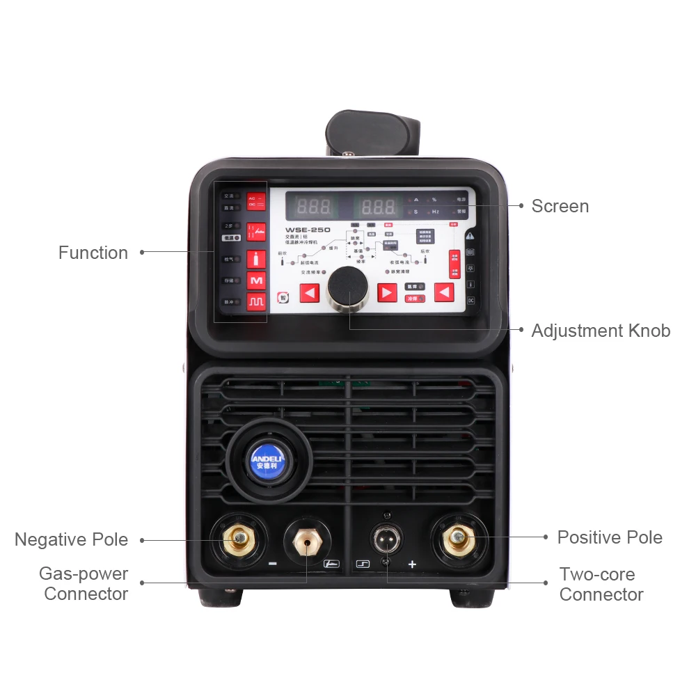  ANDELI TIG-250PL AC DC умный Импульсный сварочный аппарат для холодной сварки TIG алюминий с алюминиевым