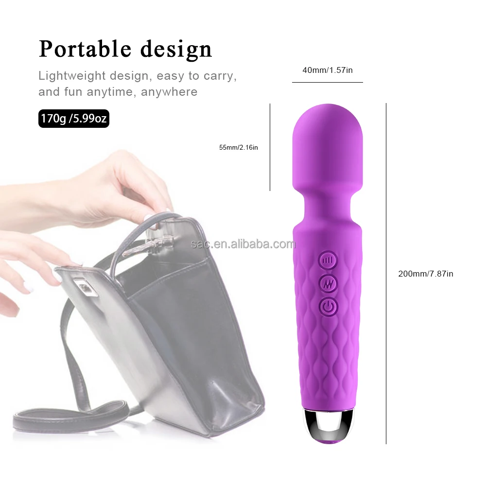 SacKnove 8 Speed 20 Frequency Powerful Usb Mini Silicone Vibrating Body Massager Dildo Sex Toy AV Stick Wand Vibrator For Women