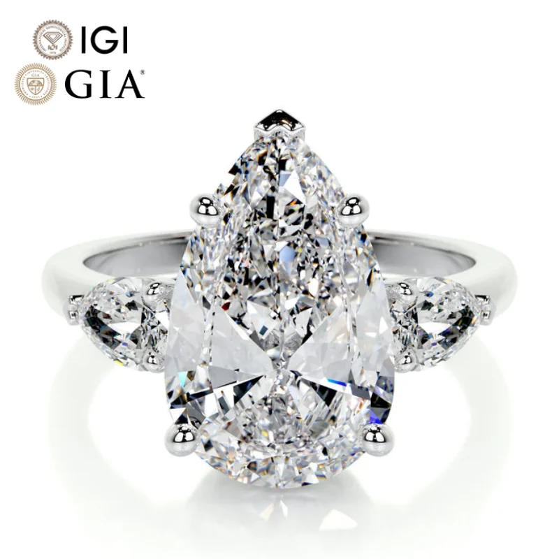 Gia Igi Certified Cvd  HPHT Lab Grown Created Diamond 14k 18k Solid Gold Rings Engagement Ring Jewelry For Women 5ct 4 5 carat